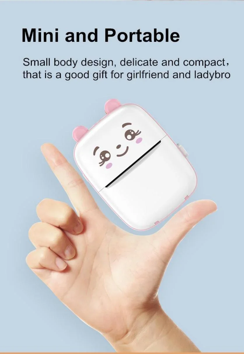 Mini Photo Printer Mini Pocket Concise White Inkless Thermal Label Printer for Android Ios Phone Impressor Printer