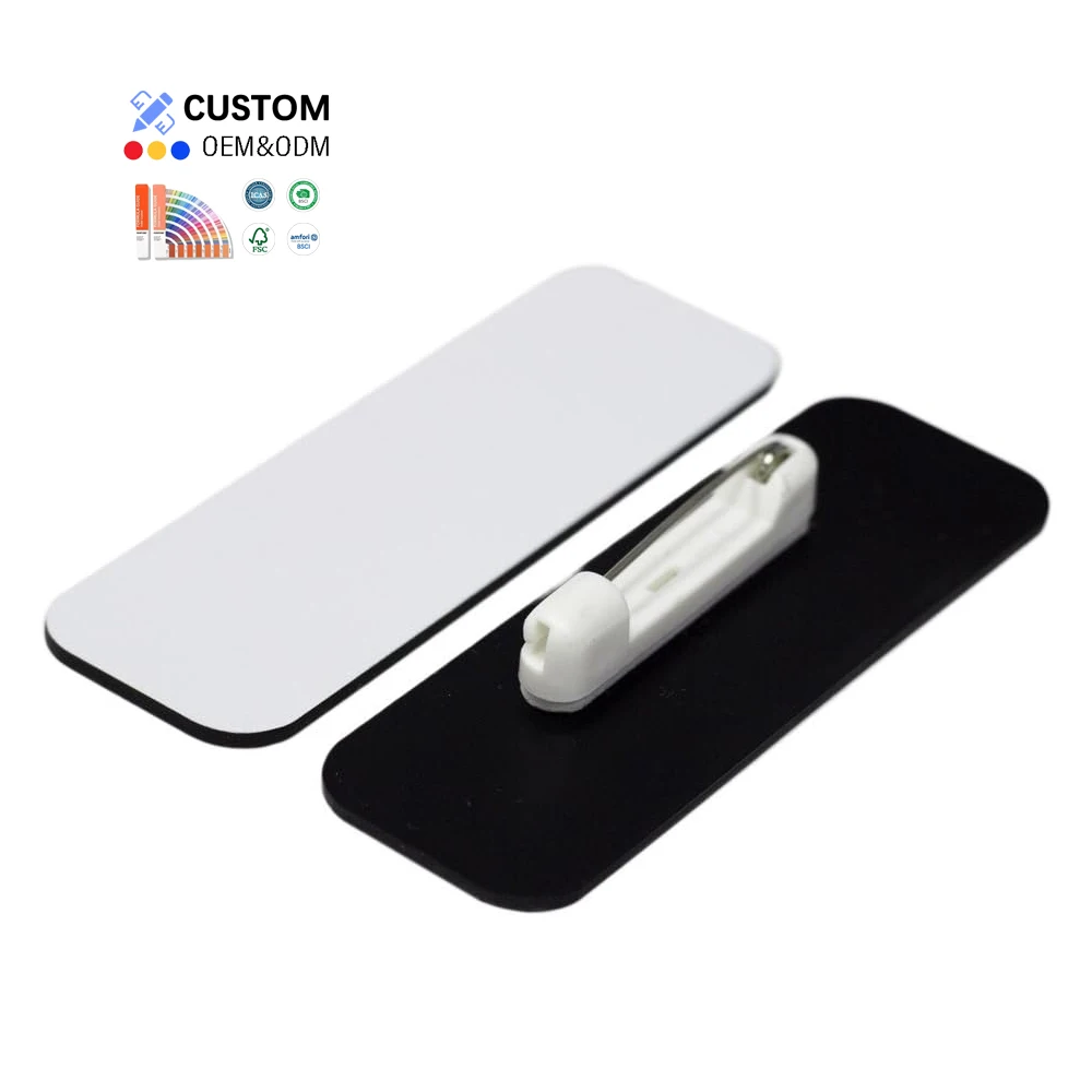 Customized Rectangle Name Tag Waterproof Sublimation Personal Badge with Magnetic Style Company Logo Customized Design