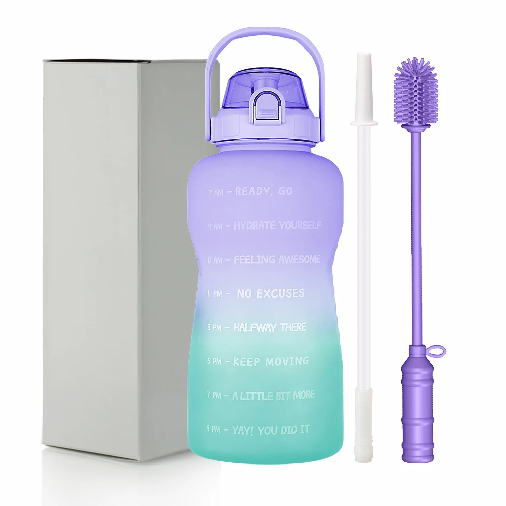 2023 hot 3 in 1 set bottle children motivational water bottle sports plastic water bottle wholesale with Straw  for kids school