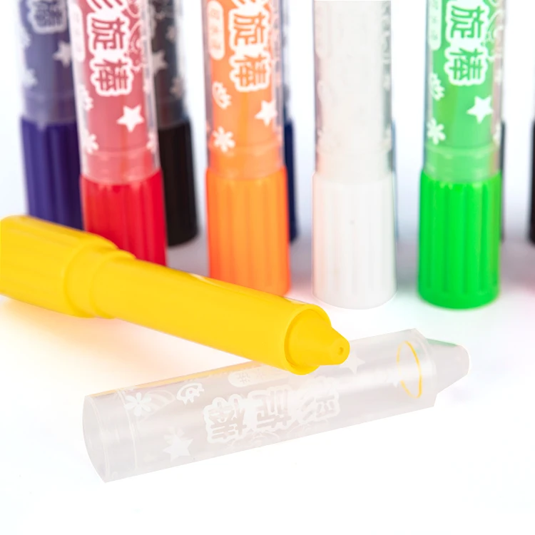 6 12 Colors Silky Washable Wax Crayons for Children Fancy Face Paint Gel Twistable Crayon