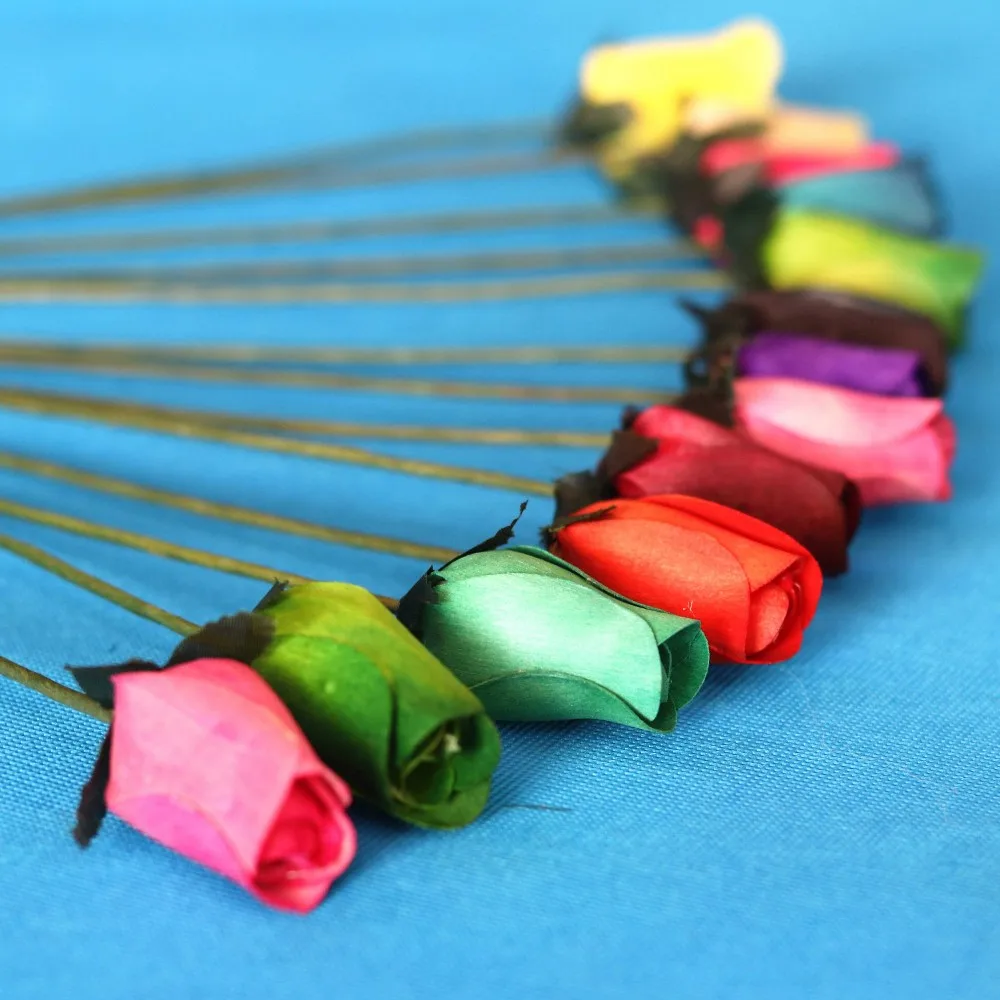 FCR1009 artificial flower wooden rose artificial rose bud