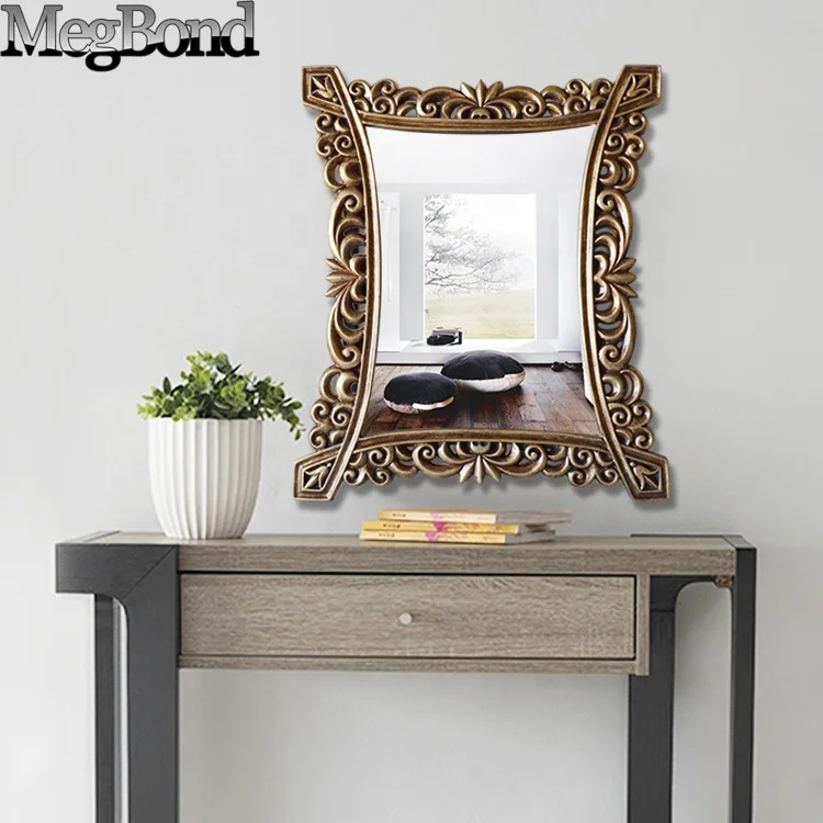 Resin vintage gold framed mirror in the bath