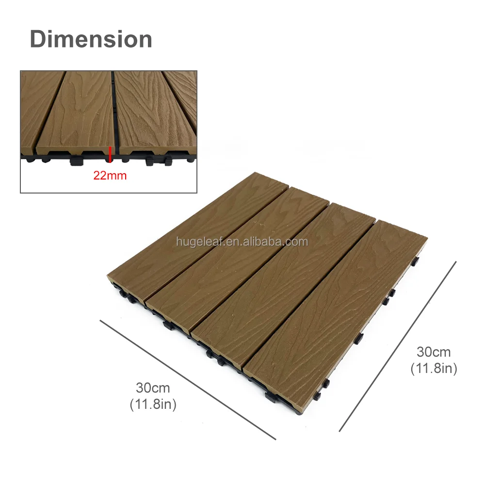 DIY Interlocking Deck WPC Flooring Tiles Outdoor Waterproof 3D Wooden Composite Decking Tiles