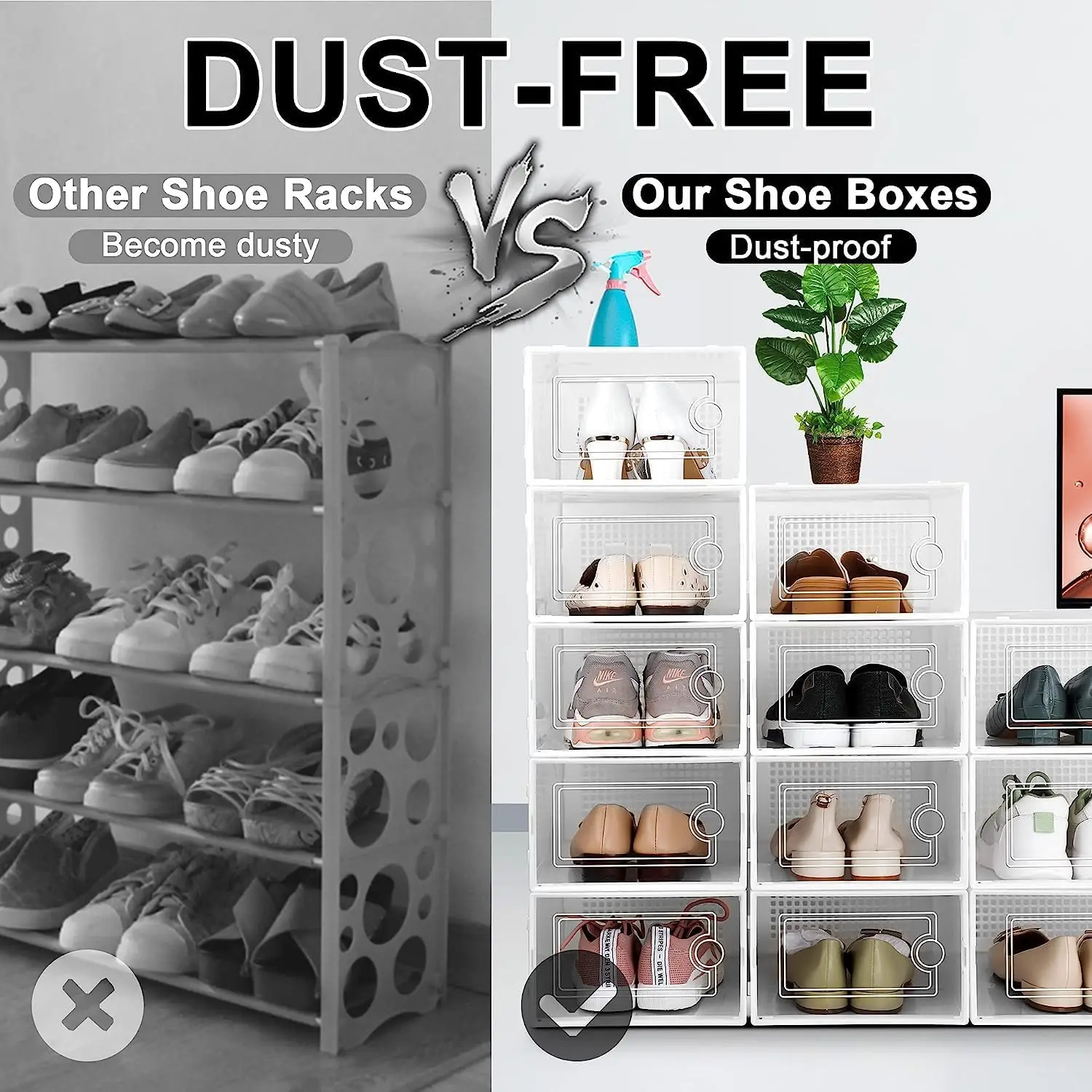 Household Shoe Organization Front Door Cheap Plastic Shoe Box Dust Proof Shoe Rack Storage