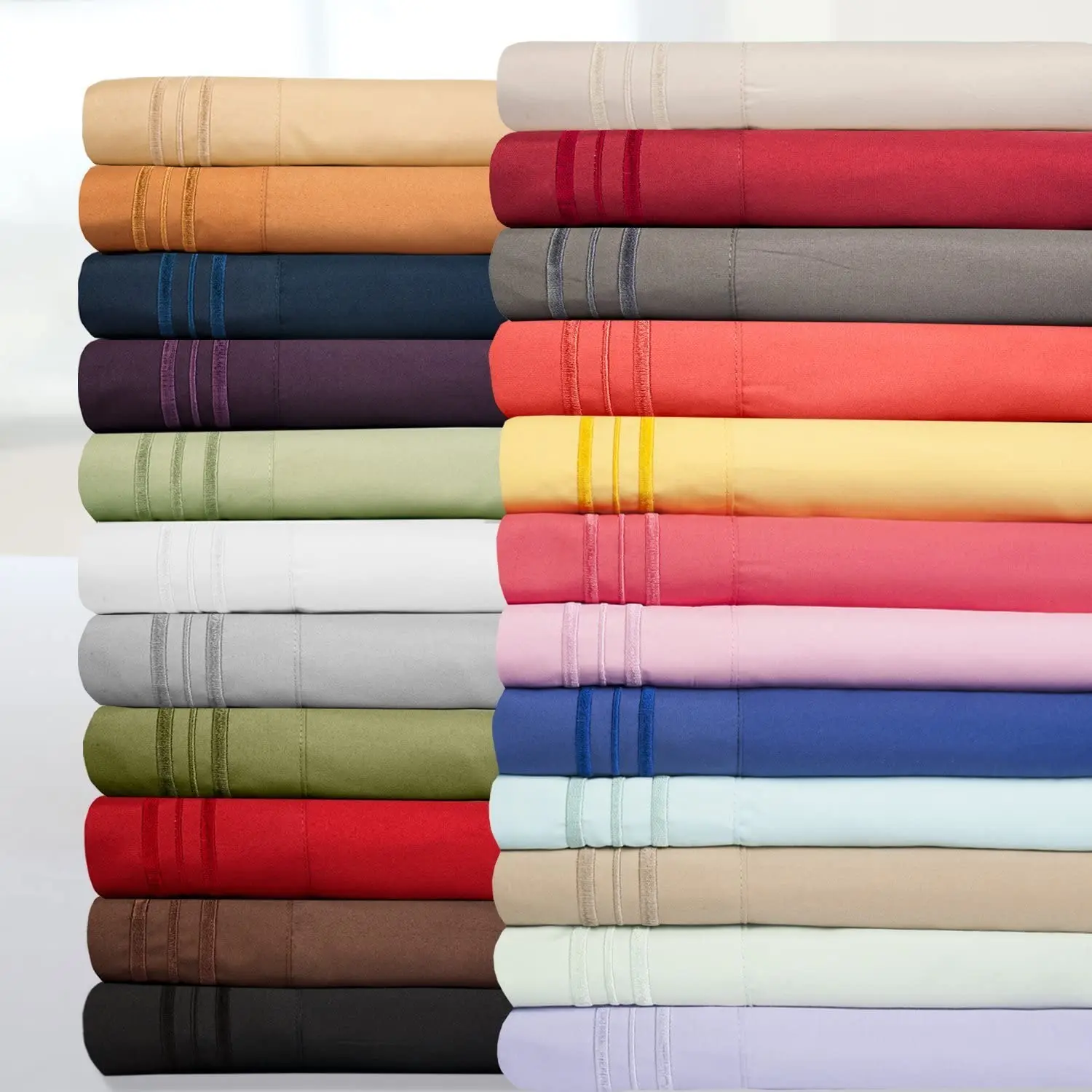 1800 thread count 100% brushed microfiber fabric bed sheets sets embroidery