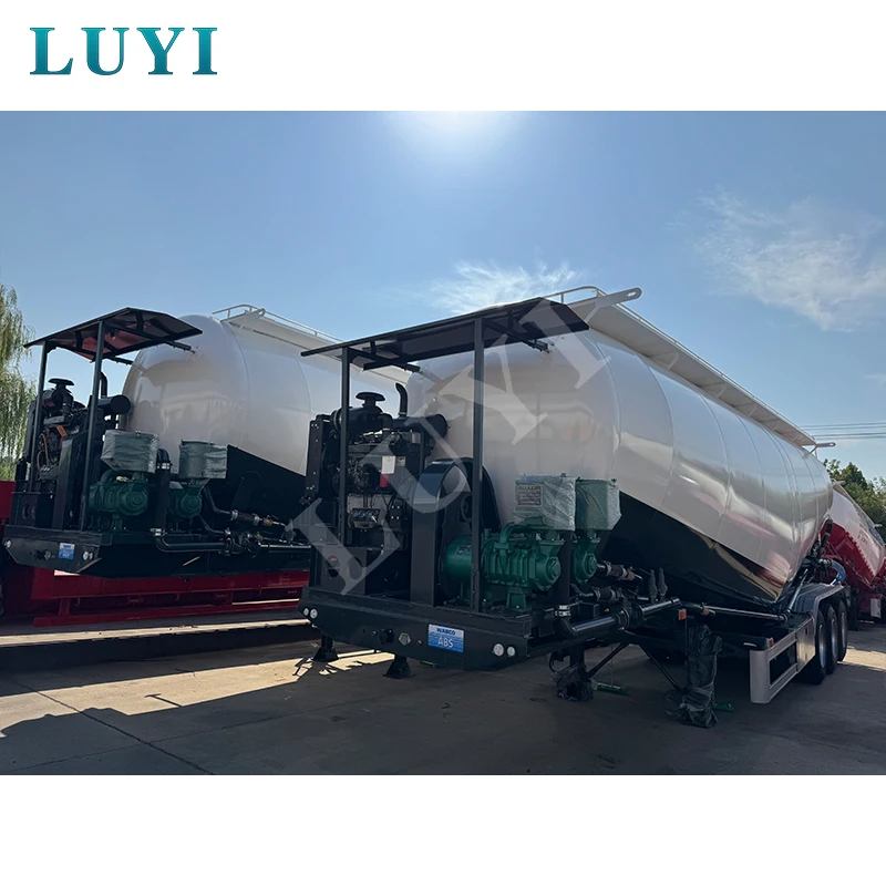 LUYI 3-Axle 35 cubic meters V-Shape Diesel Engine Cement Tanker Bulk Semi-Trailers With Sediment Powder Tank Semi Trailer