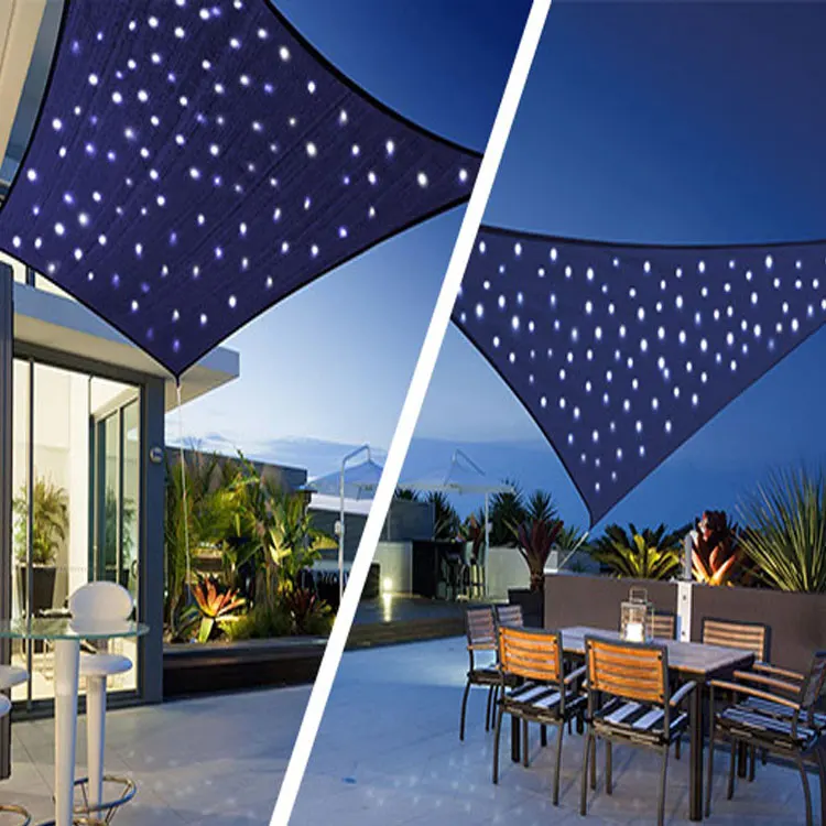 
Customized HDPE UV Waterproof Sun Shade Sail Triangle Square Solar LED Light Sun Shade Sail for Outdoor 