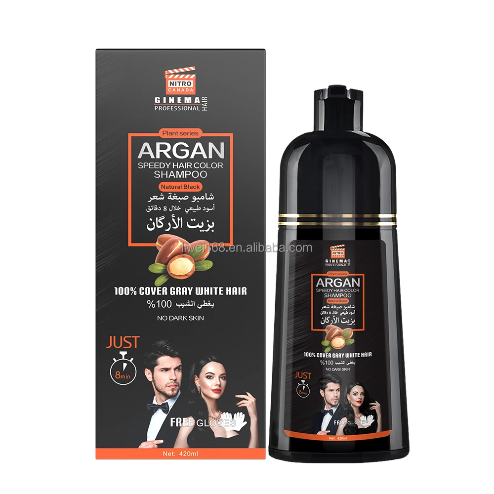Oem & Odm Factory Price 100% Organic Hair Color Shampoo 3 in 1 Dye Hair Black Shampoo Natural Hair Dye Shampoo