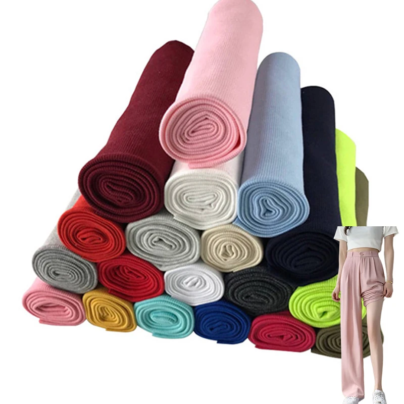 Multicolor Stocks Women Loose Flared Pant Casual Printing Sport Yoga Long Wide-leg Pant Jersey Polyester Spandex Ribbed Fabric