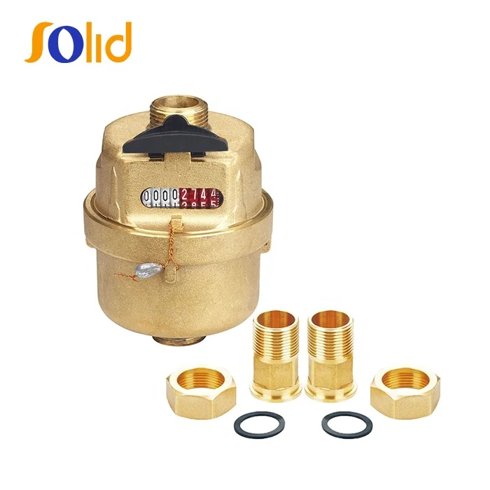 Объемный поршневой латунный счетчик воды (1/2 "до 3/4")