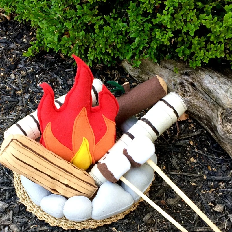 funny boy girls pretend campfire playing toy interesting kids camping set felt toy