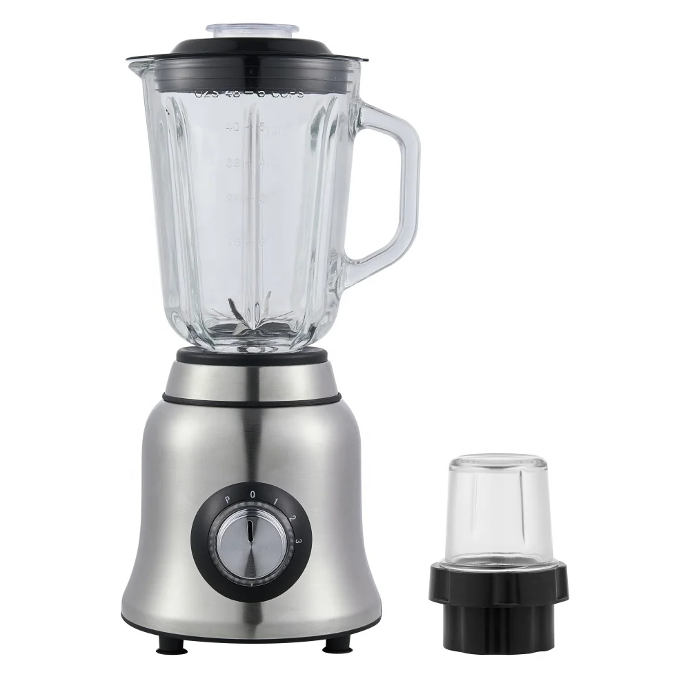 Glass portable power blender juicer stand mixer lemon citrus orange quality silver black stainless set
