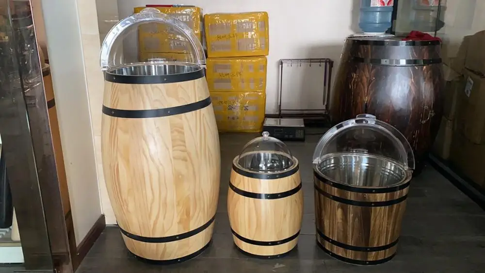 Supermarket wood stainless steel grain barrel for sale