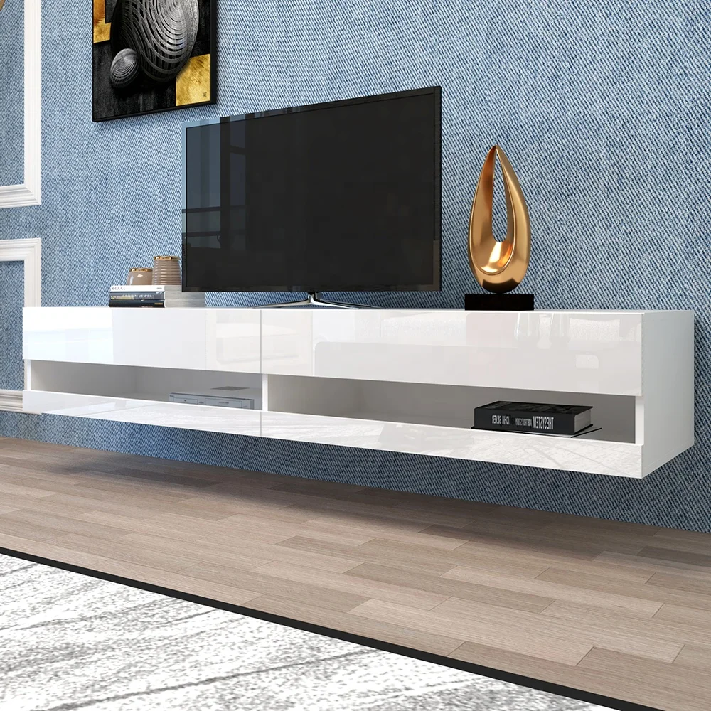 New Design Home Entertainment Wall Unit Tv Stand With 20 Colors LED Floating Shelves Wall Mounted Tv Cabinet
