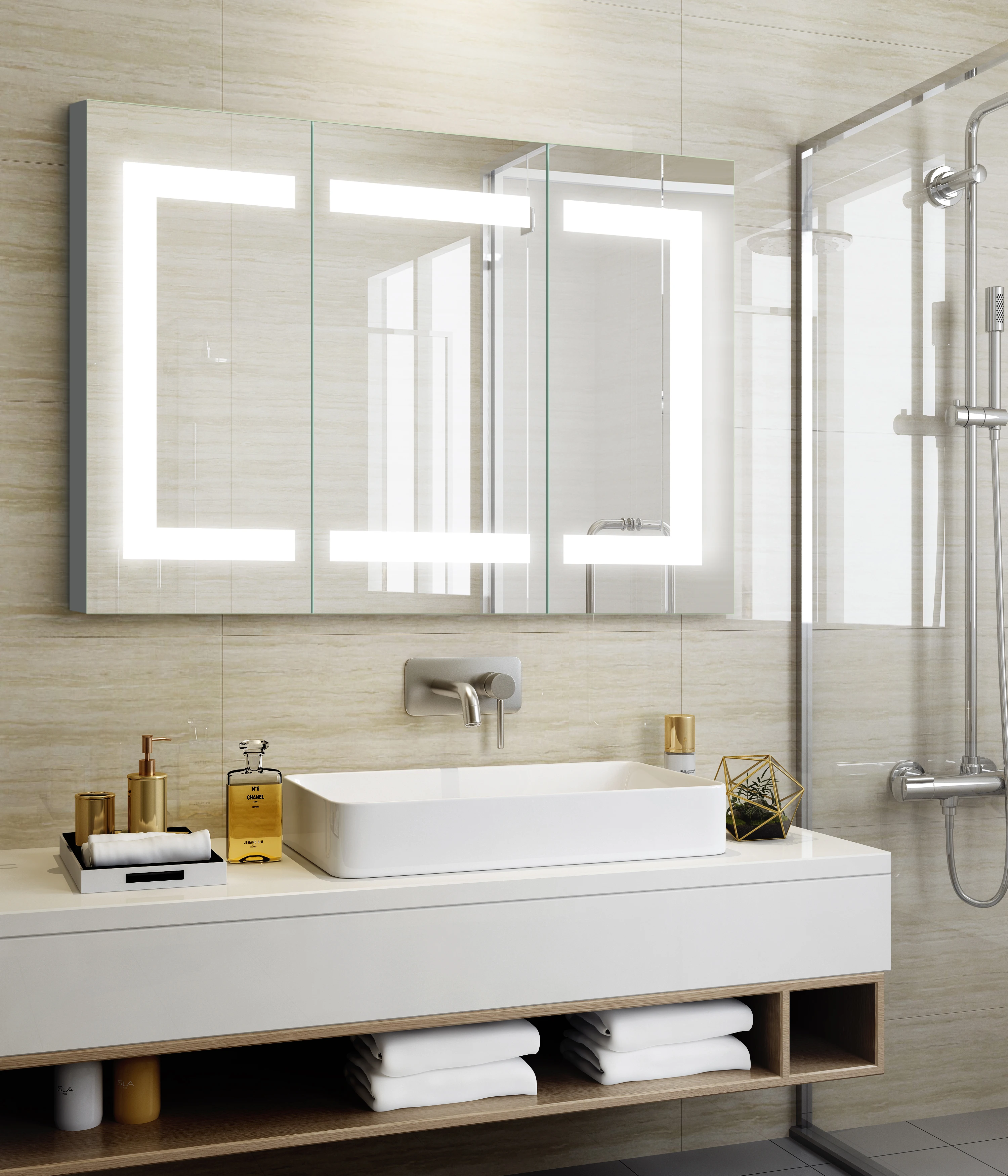 Мебель для ванной комнаты алюминиевый противотуманный светодиодный светильник шкаф зеркальный