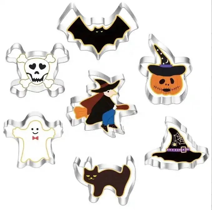Custom Halloween Cookie Cutters Set 5pcs Stainless Steel Molds for Cake & Soap DIY Party Tool