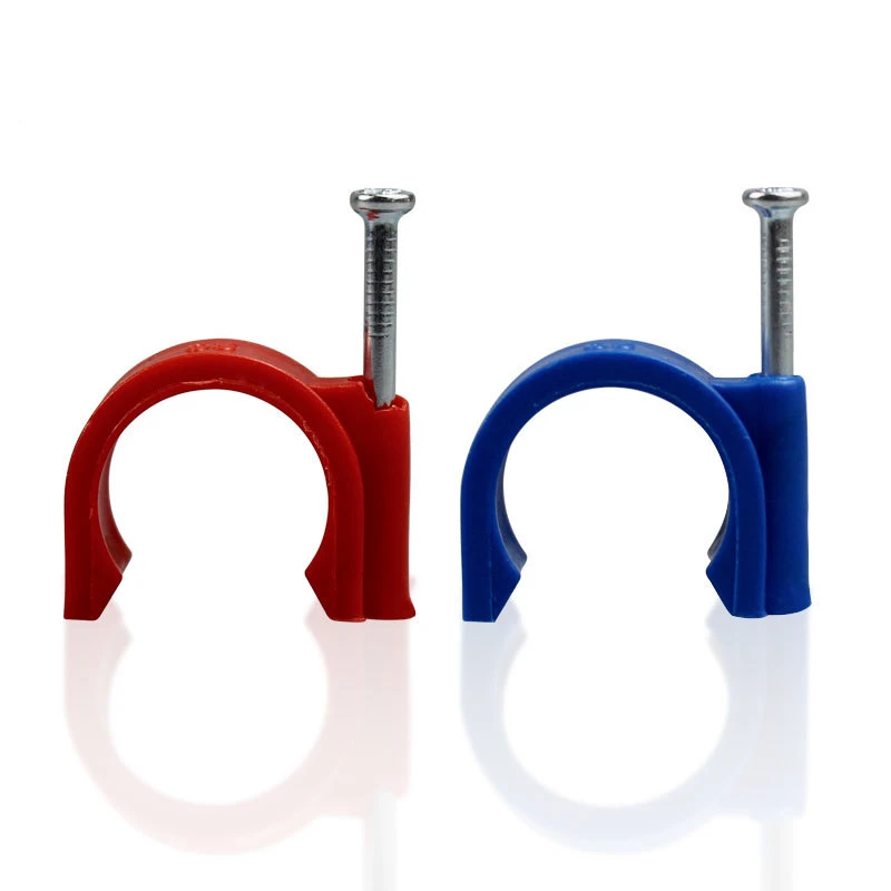 Half Clamp J-Hook with Nail For Pex Tubing Pipe Support Electrical Round  pvc  Cable Terminal Clips With Steel Nail
