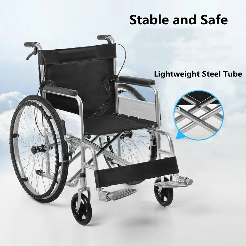 New Arrival Light Weight Folding Portable Steel Wheelchair Easy To Transport Wheelchair For Adult Kids