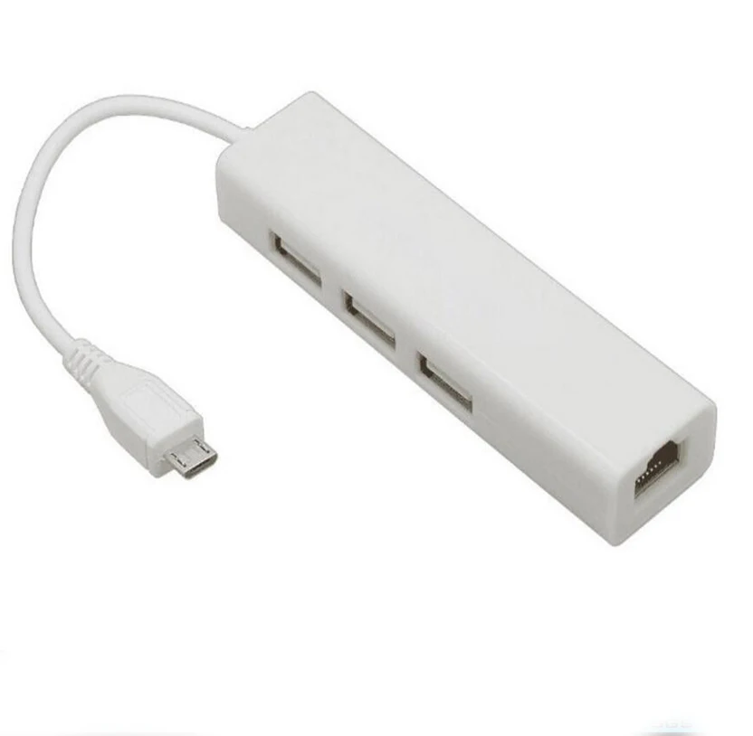 Mini USB Micro usb usb2.0 to Ethernet ports + 3 port USB2.0 HUB 20cm cable rj45 male adapter