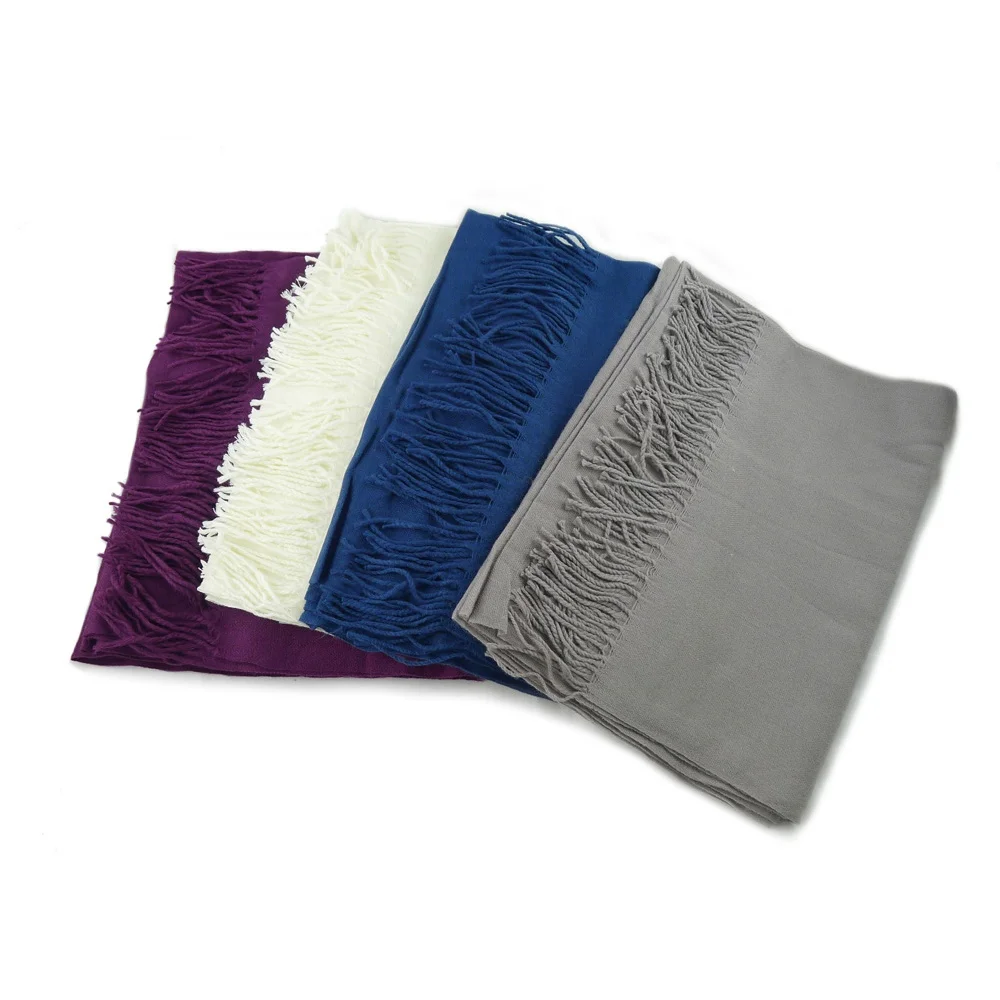 Solid color women spring winter autumn woven scarves shawls elegant blue grey white violet long scarf ready to ship in low MOQ