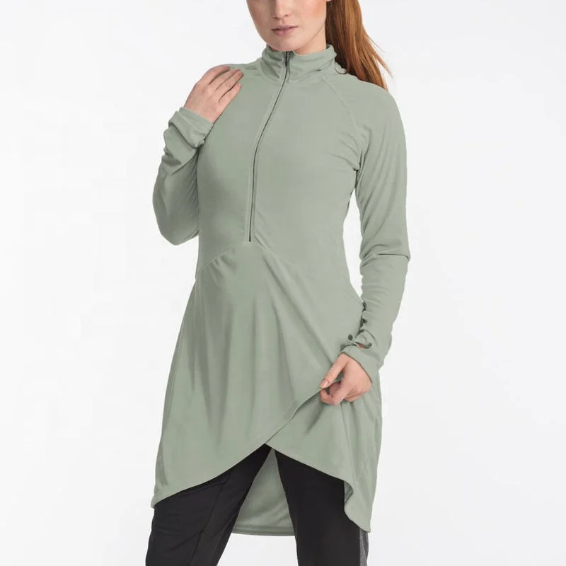 Quick Dry Islamic Modest Wear Muslim Outfit Long Sleeve Tops Sportswear Wholesale Womens Muslim Knitted Abaya Gym Clothes