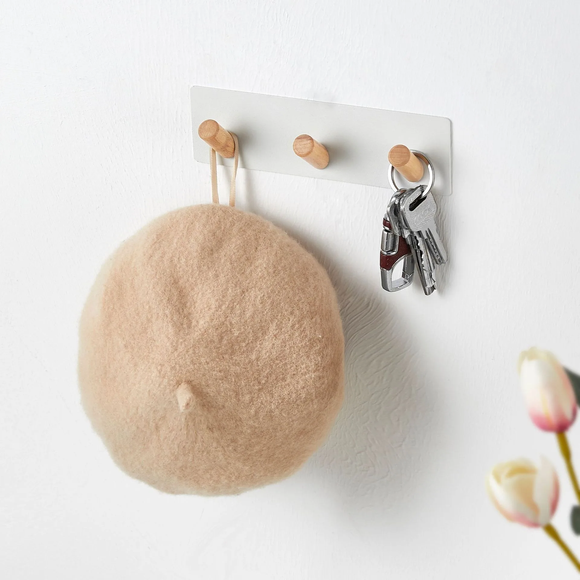 Creative Coat and Hat Key Hook Door Back Doorway Wall Key Hanger No Punching Clothes Organizer