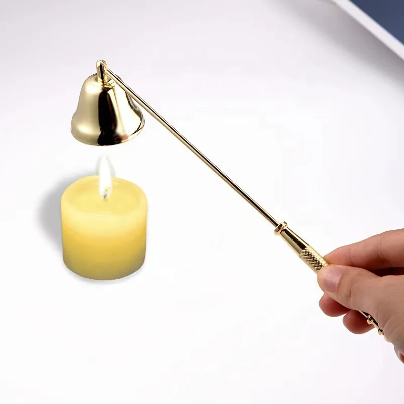 Multi-color banquet candle extinguisher stainless steel fashion candle snuffer bell-shaped candle fire extinguisher
