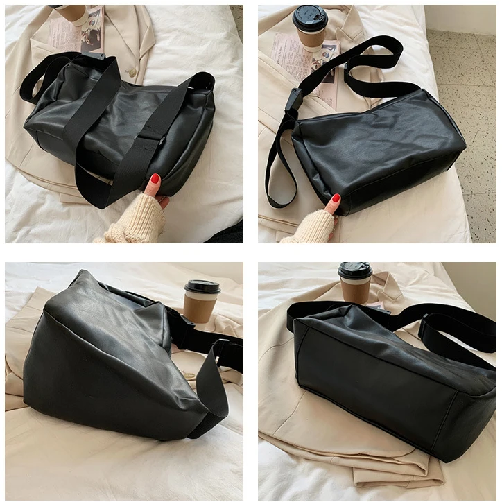 Korean Style PU Leather Tote Bag for Women Soft Large Crossbody Day Trip with Zipper Closure Bucket Pattern Print ODM Handbags