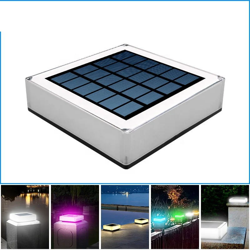 LED Solar Pillar Lantern Light Outdoor Waterproof Colorful Solar Lamp Column Head Night Light For Garden Fence Landscape Decor