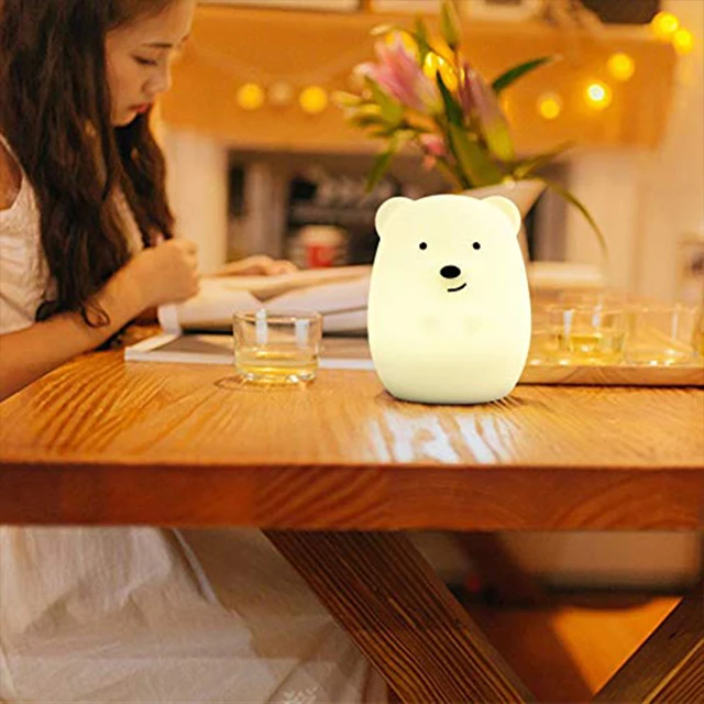 Custom Keychain Diy Toy White Pink Color Plug Into Wall Mini Gift Lamp Silicone Care Kit Teddy Gummy Bear Night Light for Sale