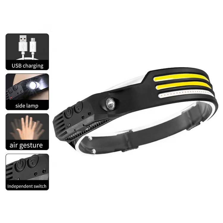 Mini Rechargeable LED Headlamp Hand Sensor Headlight Camping Flashlight Head Light Torch Lamp With USB