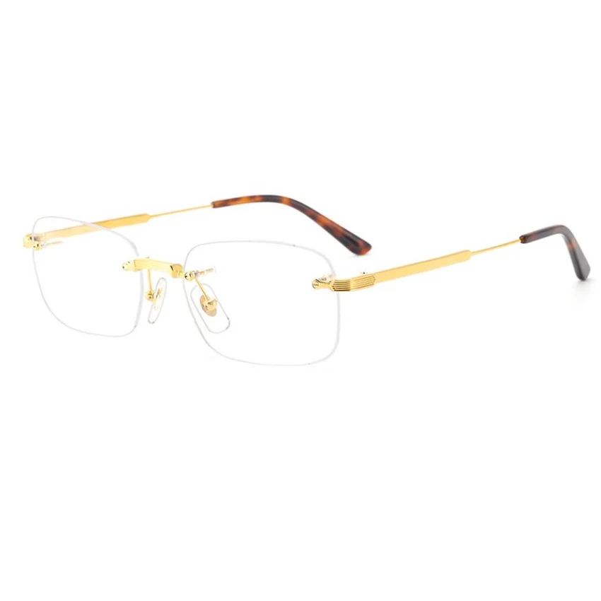 2024 Luxury Brand Classic Custom Logo IP Three Piece Optical Frameless Eyewear Pure Titanium Eyeglasses Frames