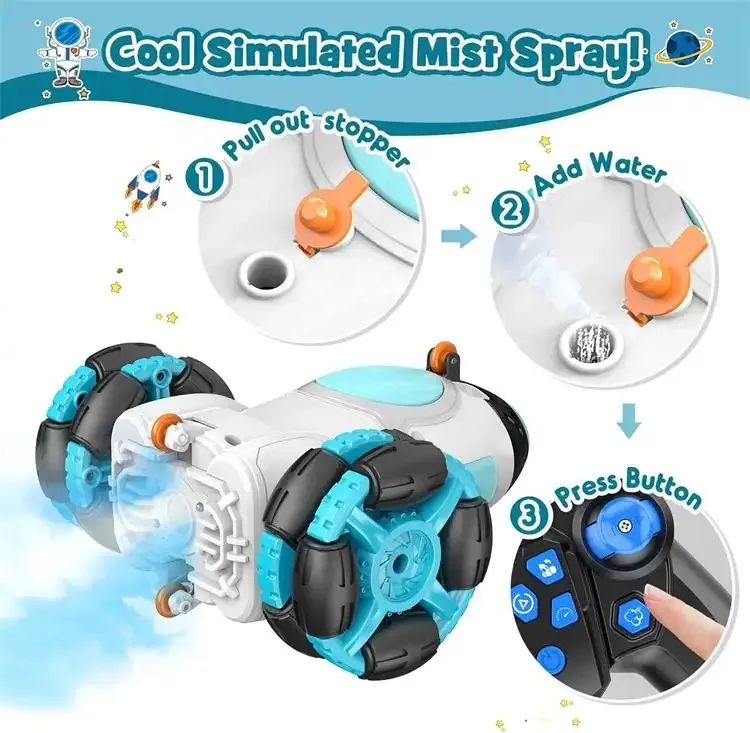 New boy toys double-sided stunt upright walking spray car remote control car stunt drift toys for children car birthday gift
