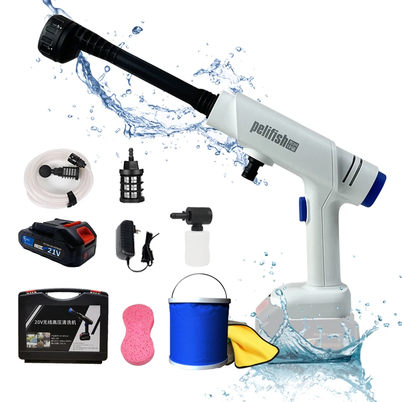 PELIFISH Wholesale Cheapest Price Mini Wireless 21V Volt Cordless Portable Wash Gun High Pressure Car Washer