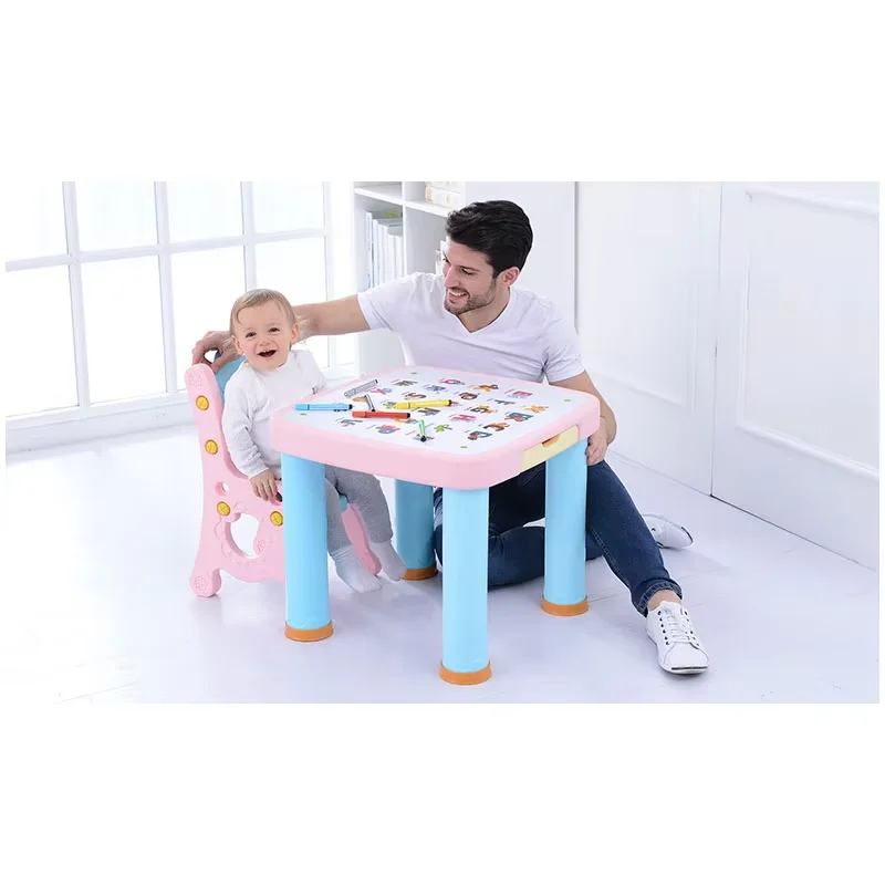 Hot Selling Home Kindergarten Plastic Kids Study Play Children Furniture Table Chairs Set
