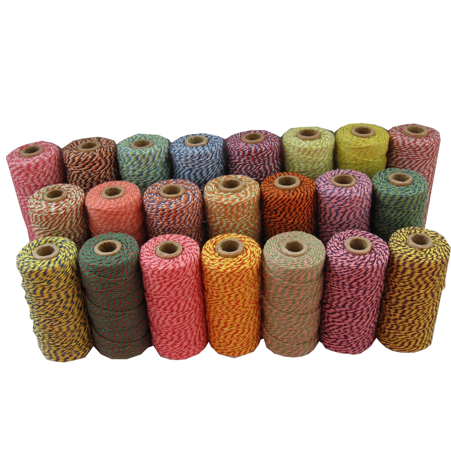Wholesale 12ply  colorful cotton cord string bakers twine 2mm 100m spool for Christmas gift wrapping