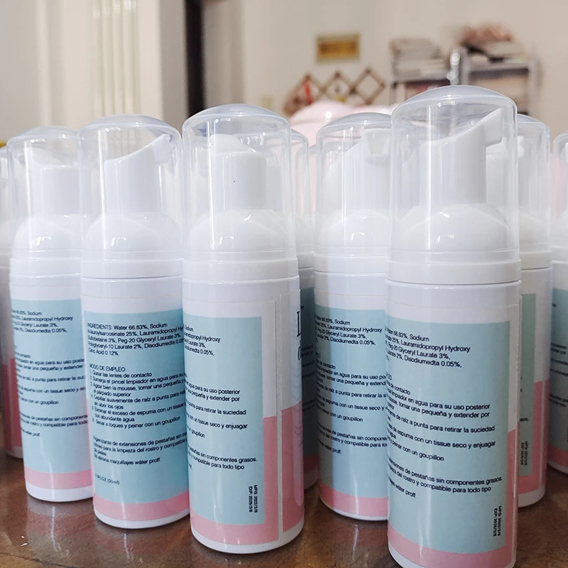 New custom eyelash extension shampoo lash foam shampoo oil free vegan nude shampoo bottle wash cleanser 60ml