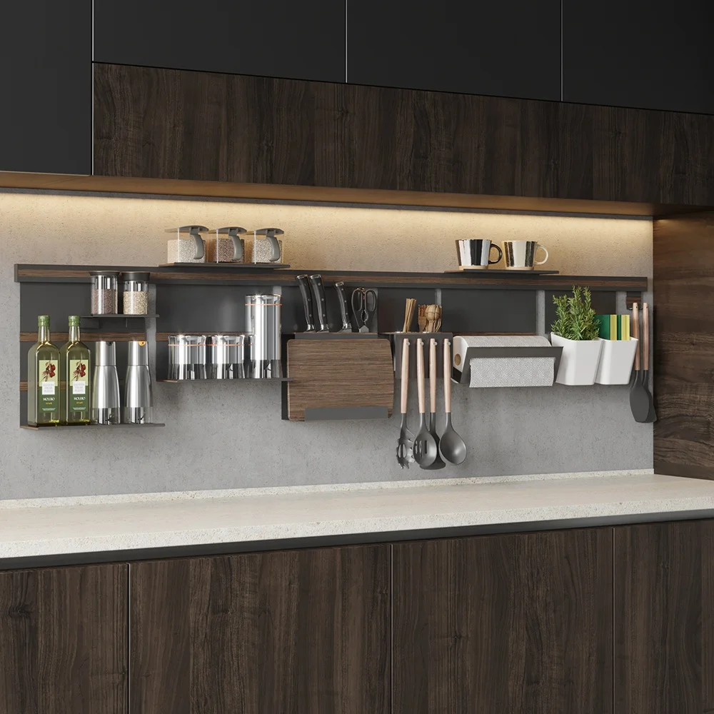 Goldmine wall hanging organizers  kitchen wall storage shelves with hooks wall mounted kitchen shelf