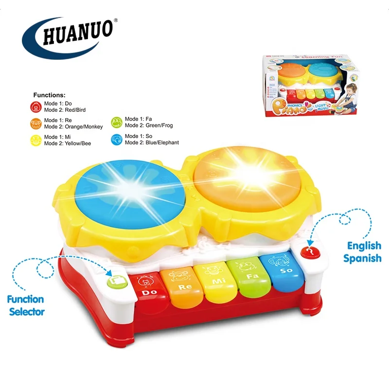 Kids Musical Instrument Toy Flash Baby Drum Piano with Light and