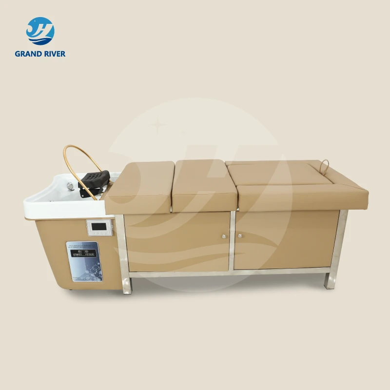 Multi functional heating water treatment spa head massage pedicure shampoo bed with water storage electric washing hair chair