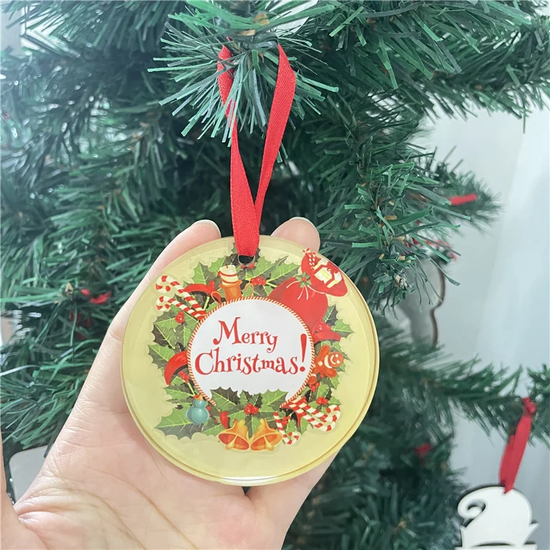 MDFSUB Acrylic Sublimation Blank Ornaments Circle Hanging Ornament 5mm thick sublimation Acrylic Ornaments for Christmas decor
