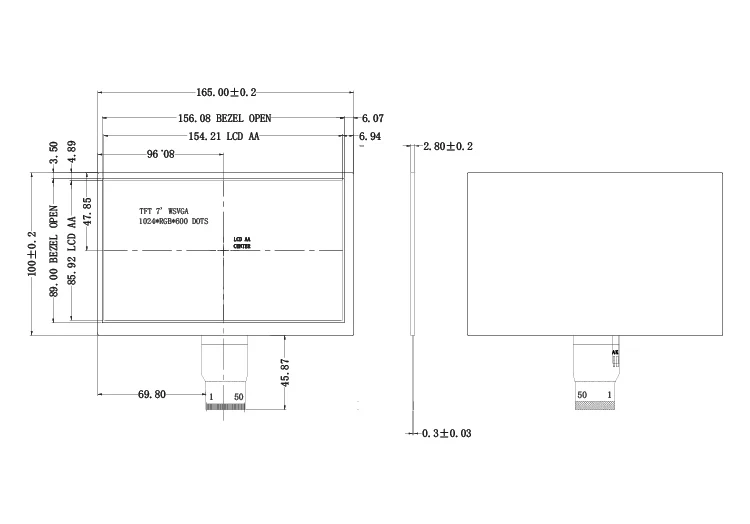 RGB Interface 10.1 inches screen 7 inch 4.3 inch tft lcd