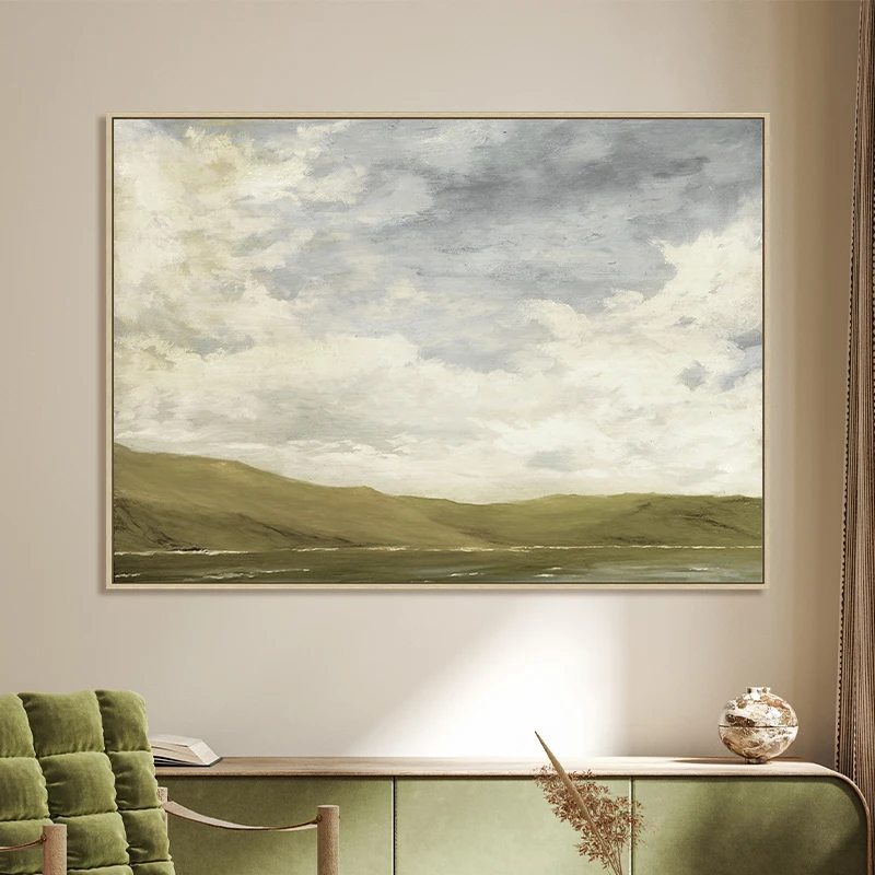 Framed Canvas Oil Painting Landscape Wall Art, Nature Framed Large Gallery Art, Minimalist Art for Room, Bedroom, Office