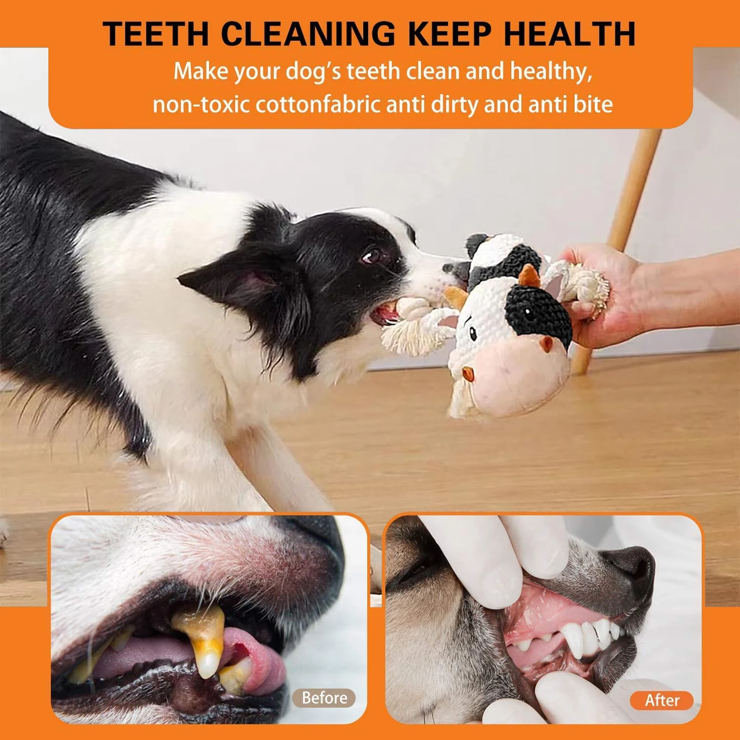 Wholesale Custom Cute Cow Durable Squeaky Dog Toys Pet Dog Rope Toy Dog Chew Toy