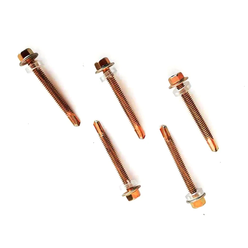 Yellow galvanized hexagon socket head concrete self-drilling screw/self-tapping thread with rubber washer