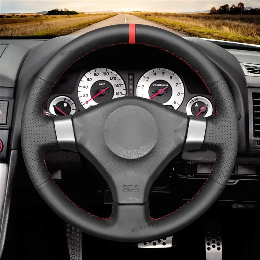 Car Accessory Custom Hand Sewing Steering Wheel Cover For Nissan 200SX S15 / Silvia / Skyline R34 GTR GT-R 1998-2002