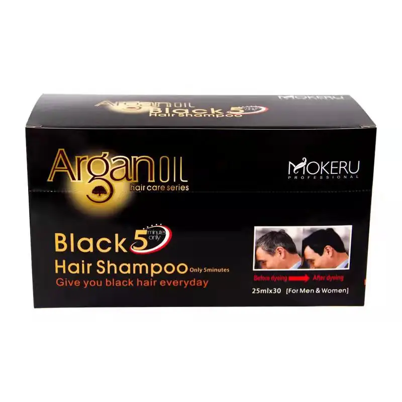 Hot Sale 5 Mins Instant Fast Dye Black Hair Color Shampoo Herbal 25ml Sachet Ammonia Free Dye Hair Cream Shampoo For Women Men