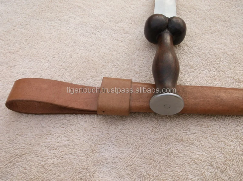 medieval / viking knife wood handle leather scabbard with belt strap