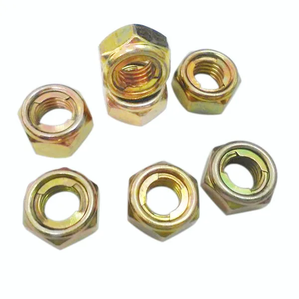 GB6184 Steel Hex Nut With Locking Ring Din980 Carbon Steel Yellow Zinc Plated anti-loosening metal Hex self-locking nuts