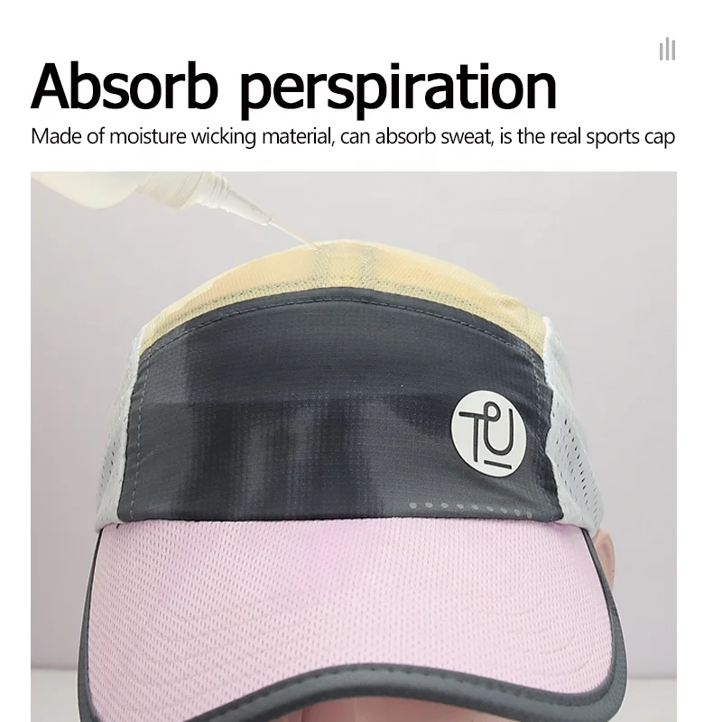 TU Mesh Baseball Dry Fit Reflective  Breathable White Sports Tennis Golf Mens Blank Custom Running Cap 7 Panel Golf Hat Logo